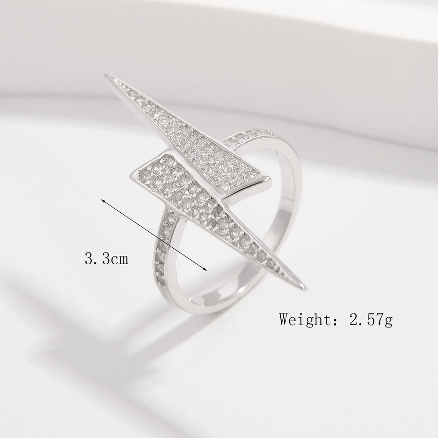 Sterling Silver White Gold Plated Simple Style Classic Style Plating Inlay Infinity Lightning Zircon Rings