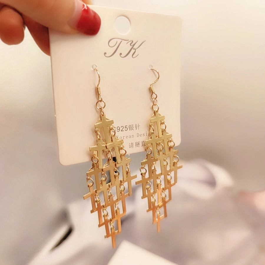1 pair elegant star tassel heart shape inlay alloy artificial pearls rhinestones glass earrings