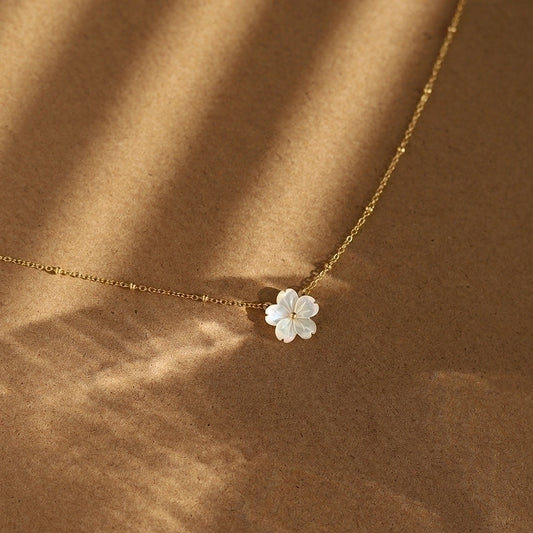 Jewelry Sweet Flower 201 Stainless Steel Shell Plating Pendant Necklace