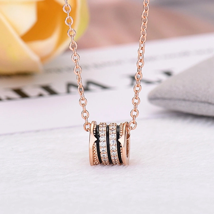 Copper Rose Gold Plated White Gold Plated Inlay Geometric Zircon Pendant Necklace