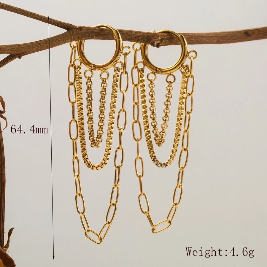 1 Pair Vintage Style Exaggerated Classic Style Tassel chain 304 Stainless Steel 18K Gold Plated Earrings