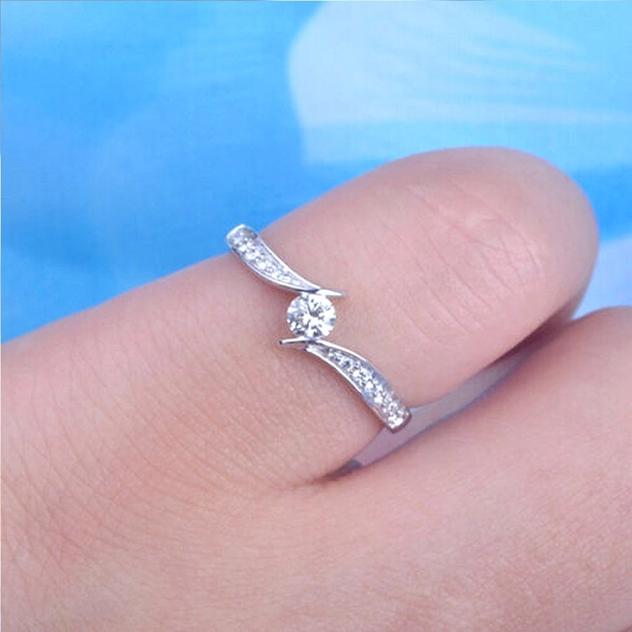 simple style geometric copper rings plating inlay zircon copper rings
