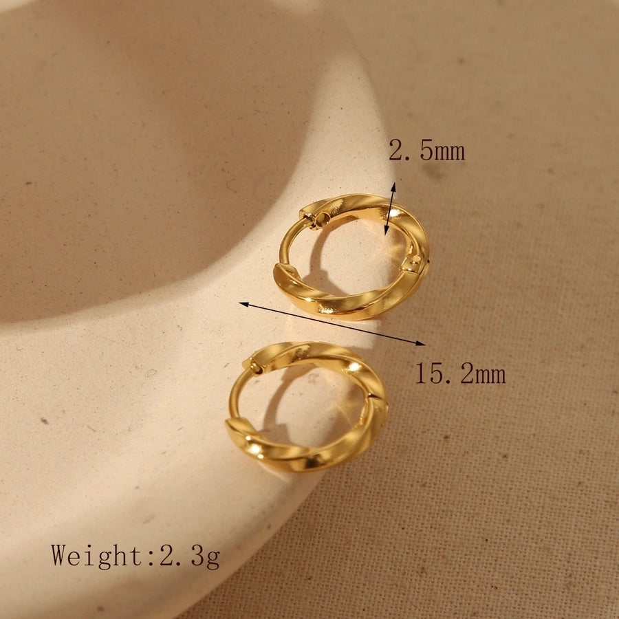 1 Pair Basic Commute Round Solid Color 304 Stainless Steel 14K Gold Plated Ear Studs