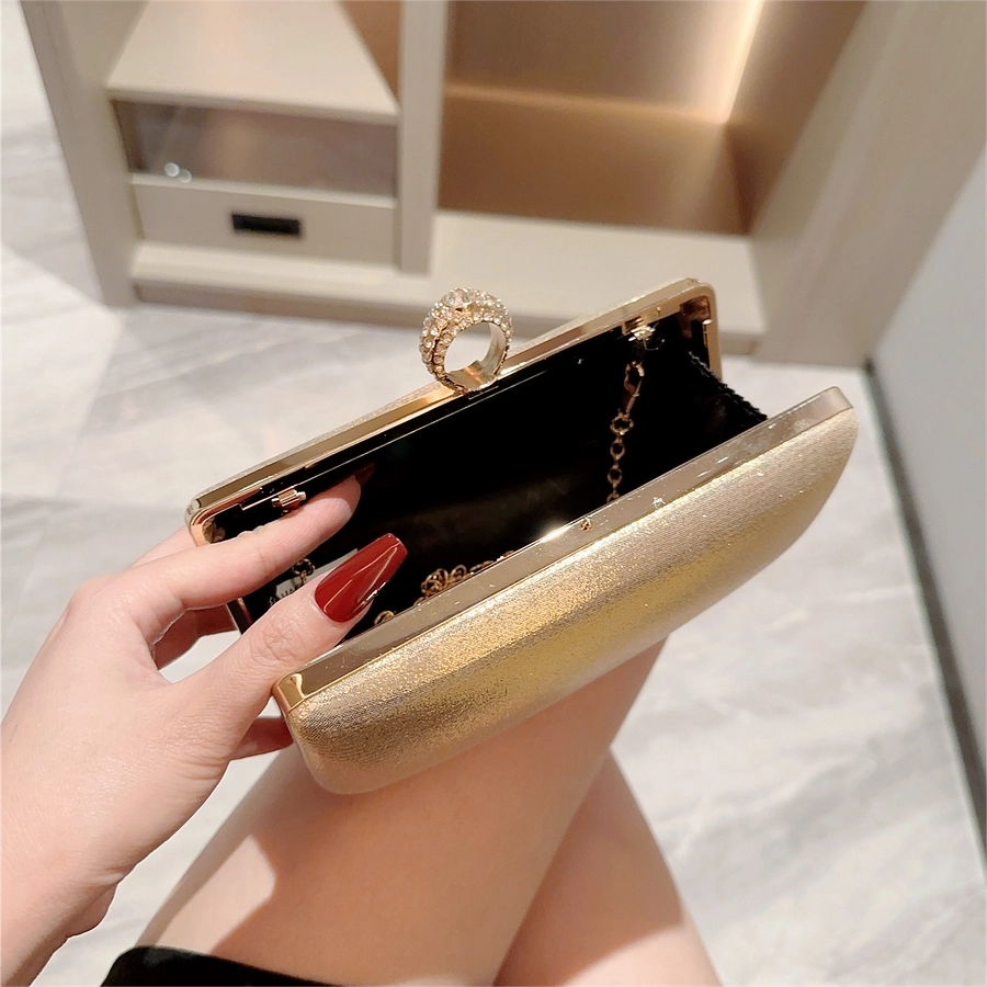 Gold Silver Pu Leather Solid Color Square Evening Bags