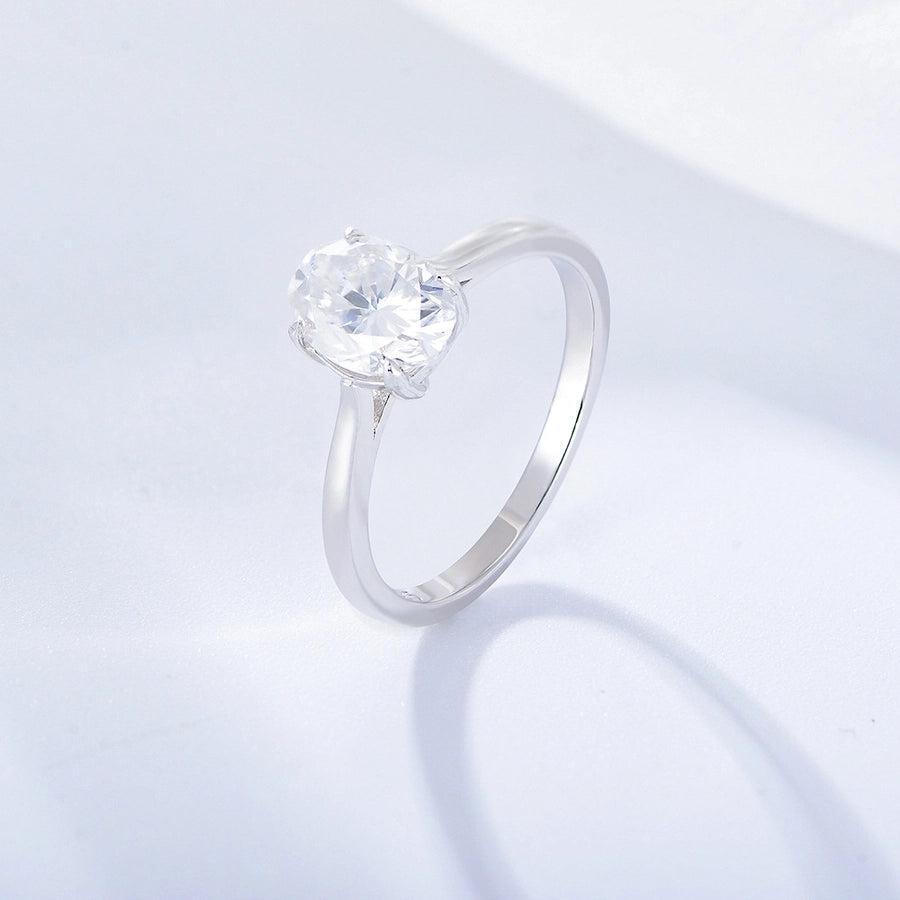 simple style commute oval sterling silver inlay zircon rings
