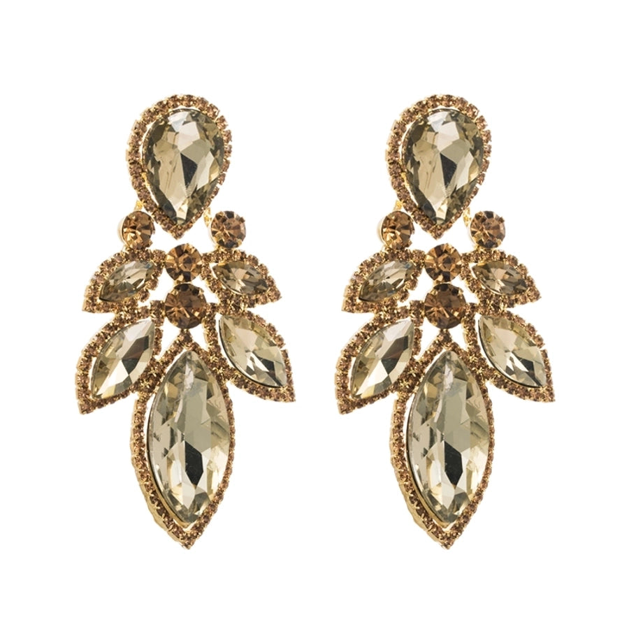 simple style leaf alloy inlay rhinestones women's drop earrings 1 pair