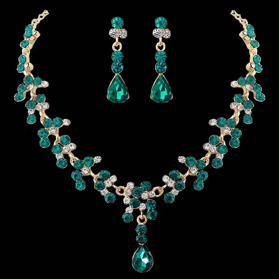 Shiny Round Water Droplets Alloy Plating Inlay Rhinestones Women's Jewelry Set