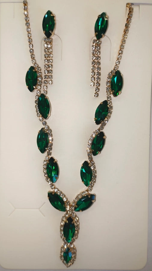 princess glam water droplets rhinestones artificial crystal  earrings necklace