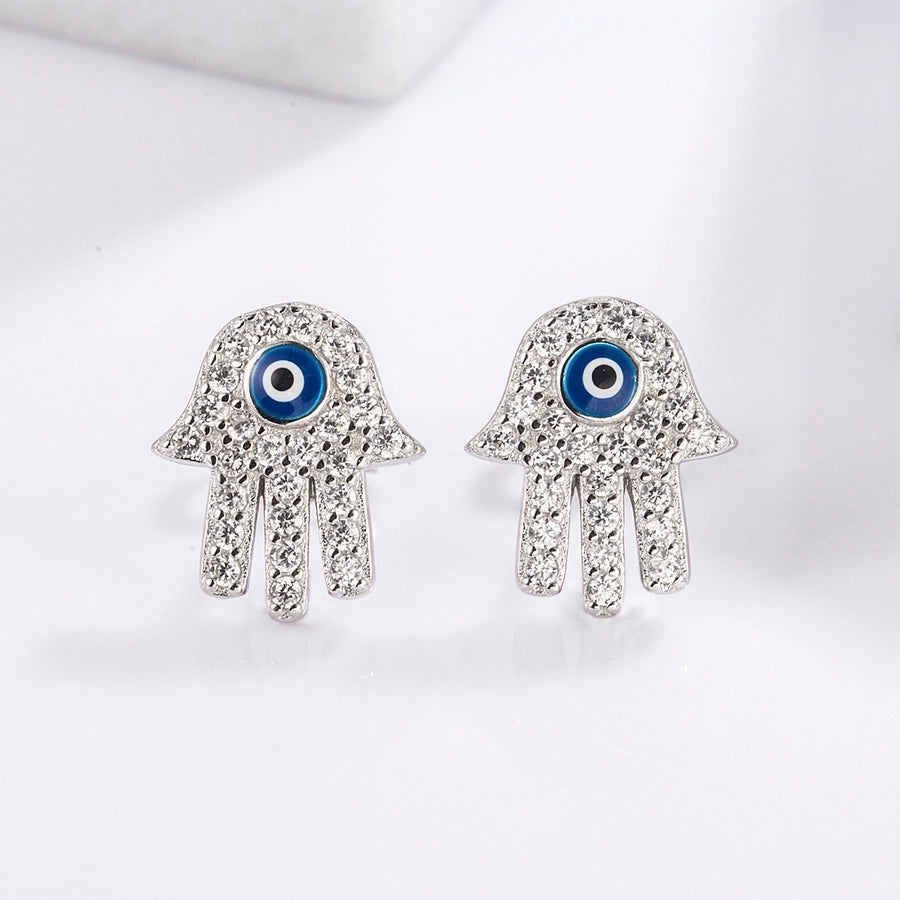 1 Piece Classical Funny Eye Octopus Plating Inlay Sterling Silver Zircon White Gold Plated Ear Studs