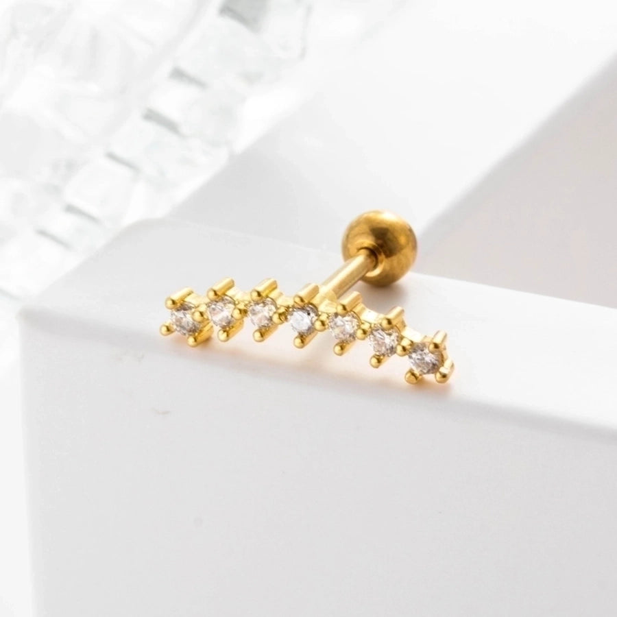 1 Piece Ear Cartilage Rings & Studs Geometric 316L Stainless Steel  Copper Inlaid Zircon