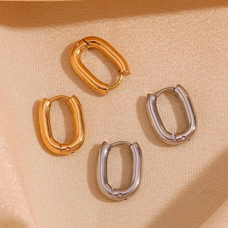 1 Pair Simple Style Solid Color Plating 304 Stainless Steel 18K Gold Plated Earrings