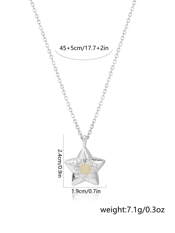 Novelty Simple Style Streetwear Star Moon Heart Shape Zinc alloy  Pendant Necklace