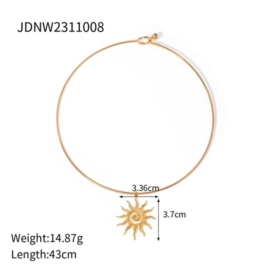 Jewelry IG Style Retro Sun 304 Stainless Steel Plating Earrings Necklace