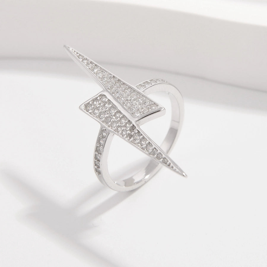 Sterling Silver White Gold Plated Simple Style Classic Style Plating Inlay Infinity Lightning Zircon Rings