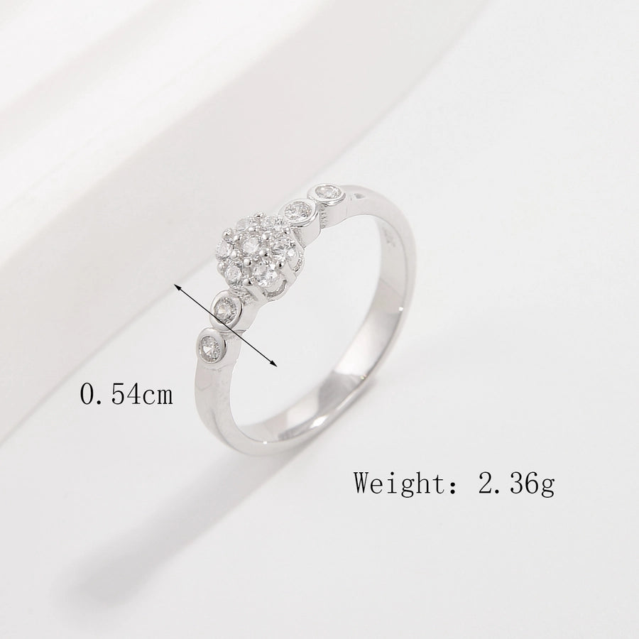 Sterling Silver White Gold Plated Simple Style Classic Style Plating Inlay Infinity Lightning Zircon Rings