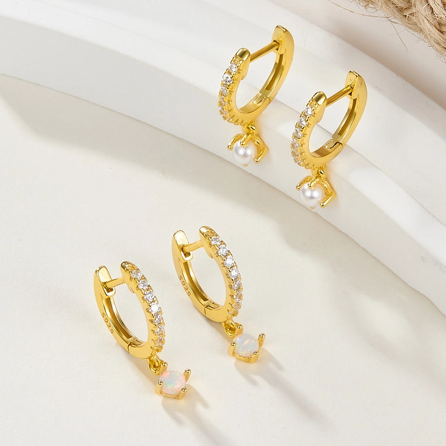 1 pair cute luxurious queen solid color plating inlay sterling silver zircon 18k gold plated drop earrings