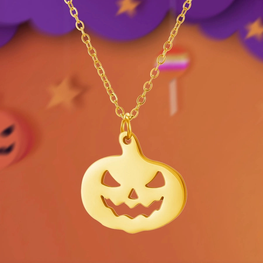 New Halloween Element Titanium Steel Necklace Pumpkin Head Ghost Ornament Fashion  Witch Design Sense Ornament Necklace