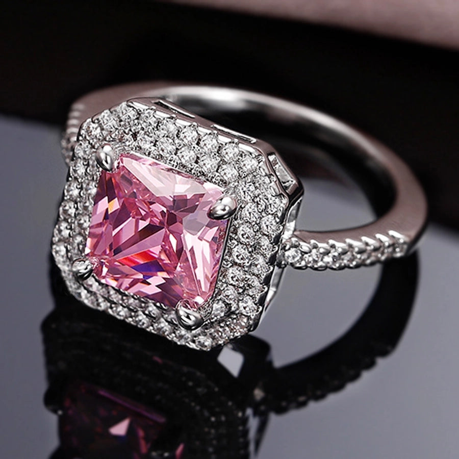 fashion geometric copper rings inlay zircon copper rings