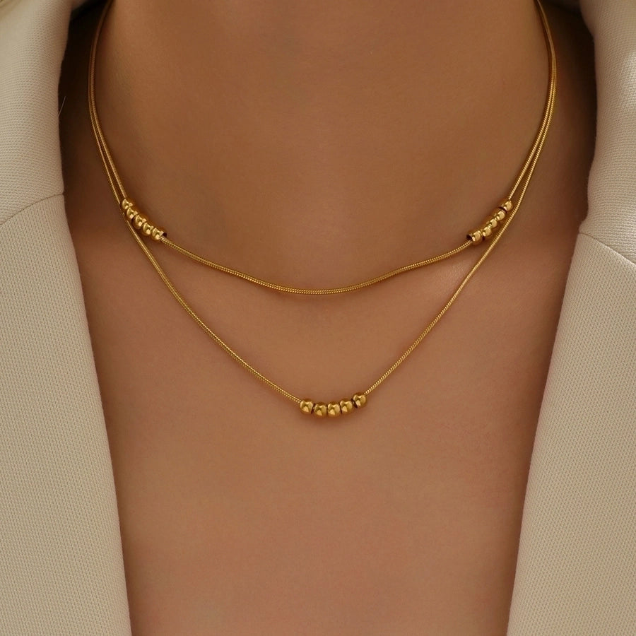 Jewelry IG Style Simple Style Solid Color 304 Stainless Steel Titanium Steel 18K Gold Plated Plating Layered Necklaces