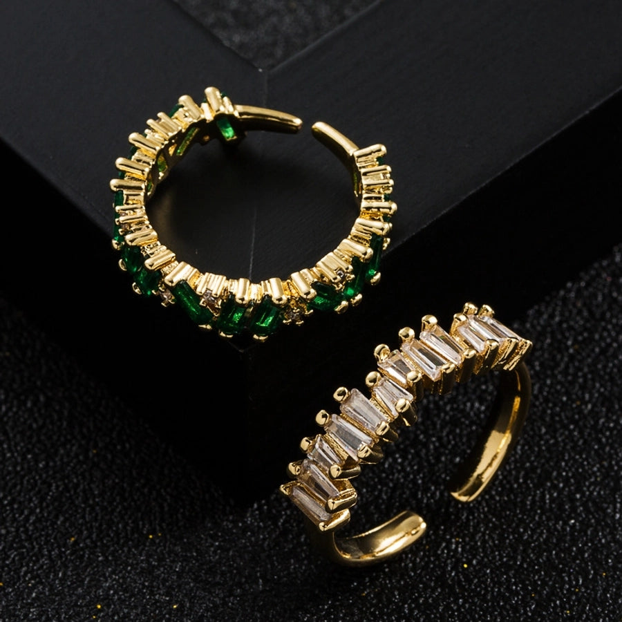 fashion copper-plated real gold micro-encrusted zircon rainbow index finger ring