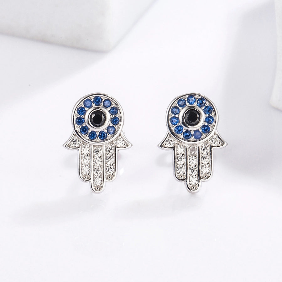 1 Piece Classical Funny Eye Octopus Plating Inlay Sterling Silver Zircon White Gold Plated Ear Studs
