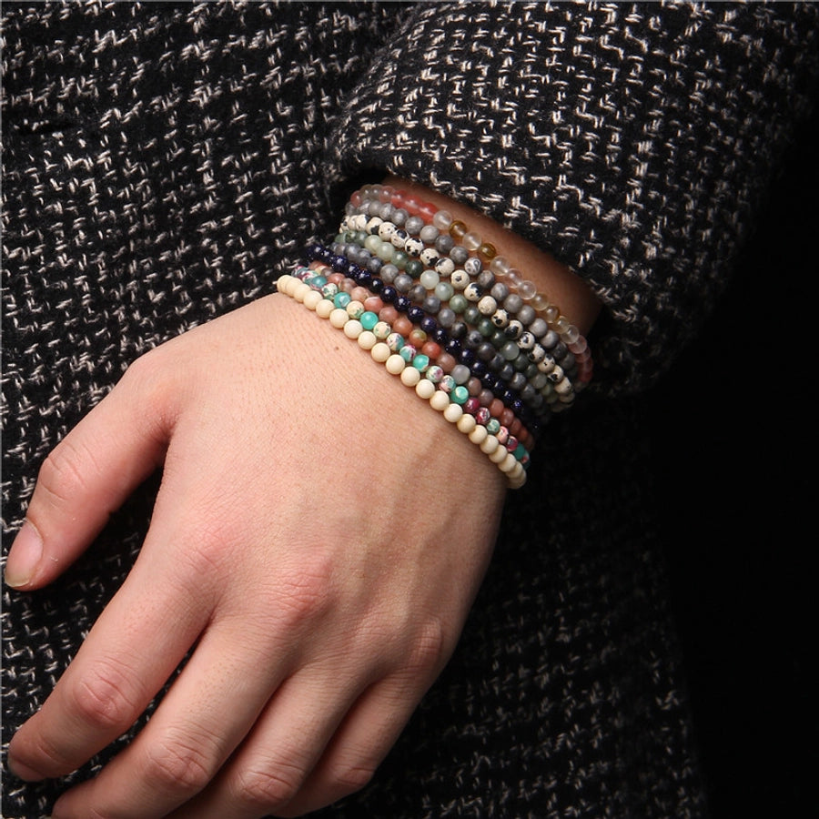 simple style marble natural stone beaded bracelets