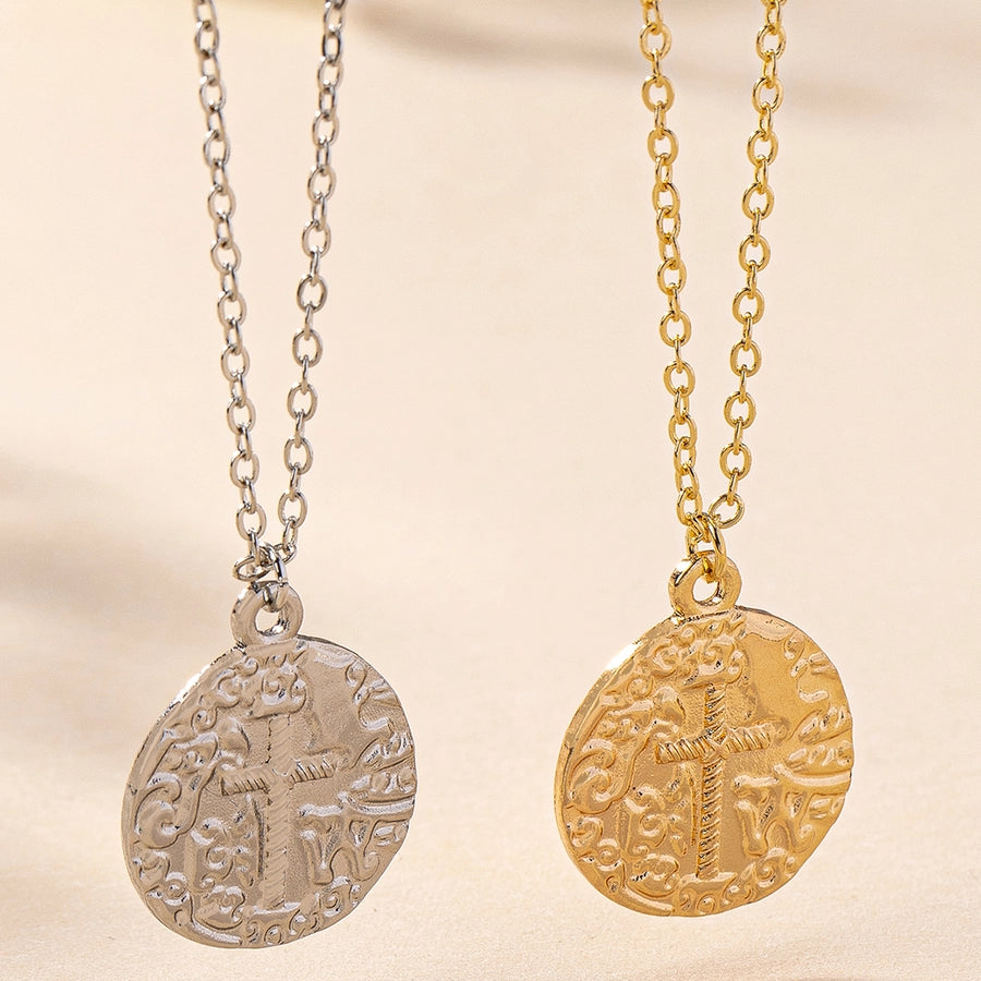 Elegant Simple Style Artistic Solid Color Gold Plated Iron Zinc alloy  Pendant Necklace