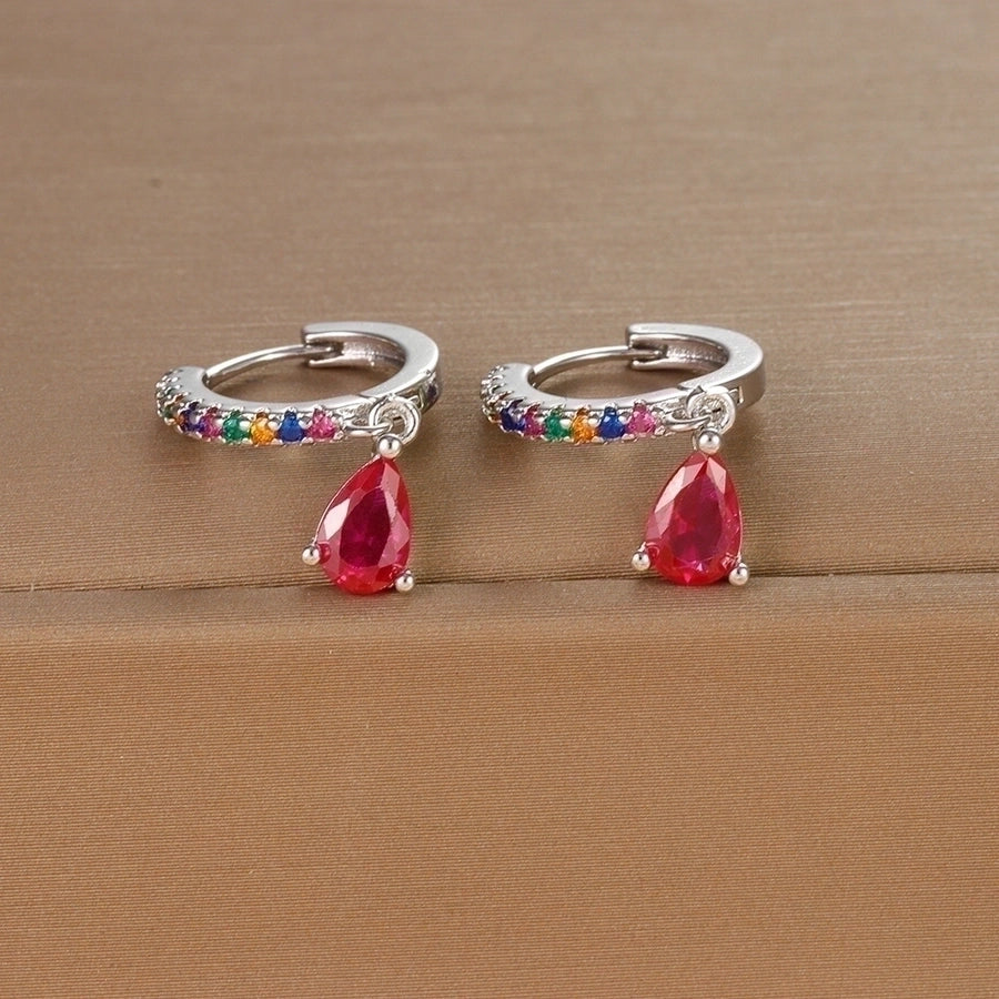 1 pair ig style shiny water droplets plating inlay stainless steel zircon drop earrings