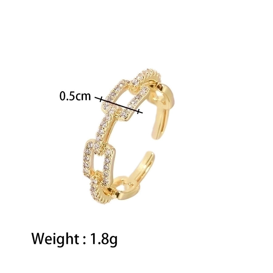 Copper Plating Rectangle Zircon Open Ring