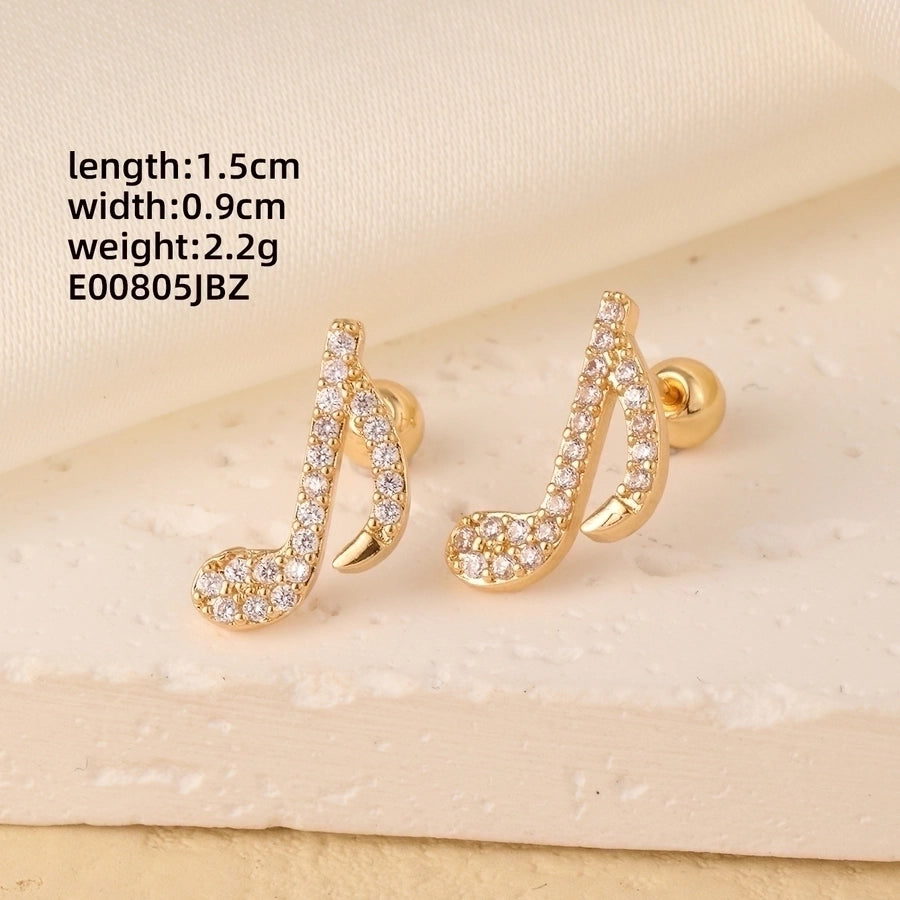 1 Pair Elegant Simple Style Geometric Heart Shape Butterfly Inlay 304 Stainless Steel Copper Zircon Gold Plated Ear Studs