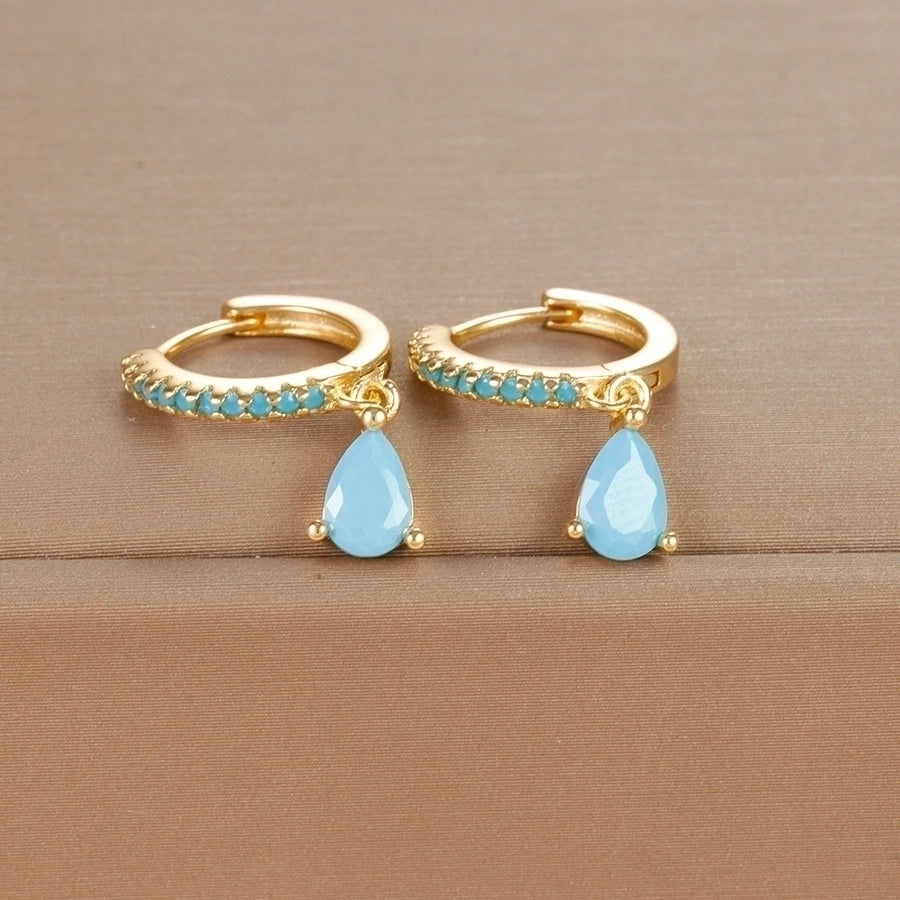 1 pair ig style shiny water droplets plating inlay stainless steel zircon drop earrings