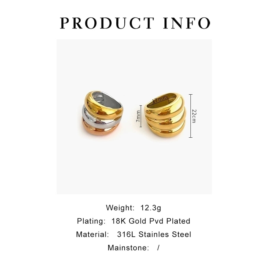 Jewelry Nordic Style Exaggerated Color Block 316 Stainless Steel  18K Gold Plated Irregular Rings