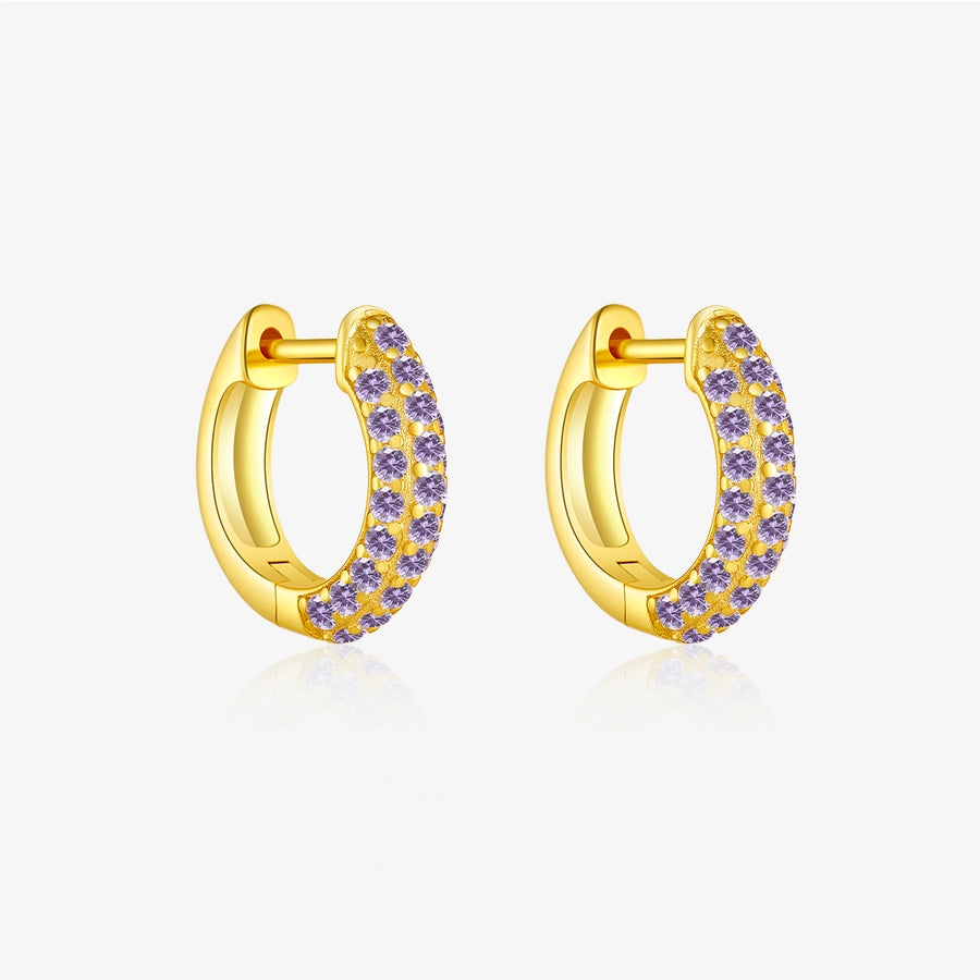 1 Pair 18K Gold Plated White Gold Plated Sterling Silver Zircon Circle Earrings