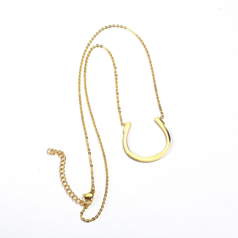 Jewelry Simple Style Solid Color 304 Stainless Steel 18K Gold Plated Plating Pendant Necklace