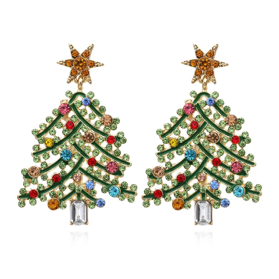 fashion christmas tree alloy rhinestones women's drop earrings 1 pair