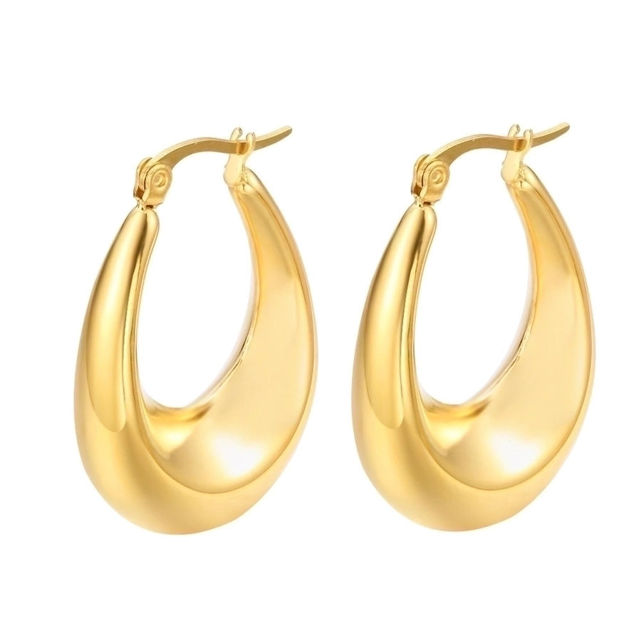 1 pair retro french style c shape u shape water droplets plating stainless steel 18k gold plated earrings
