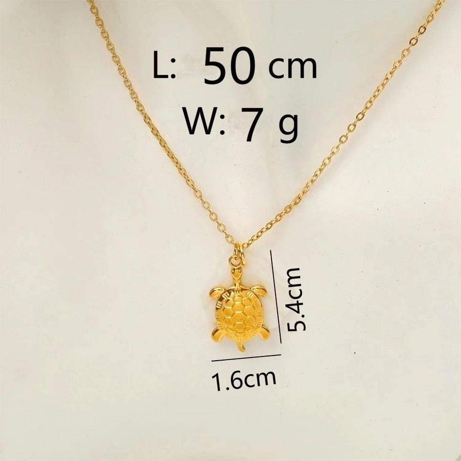 Vacation Marine Style Beach Starfish Dolphin Shell 18K Gold Plated Shell Titanium Steel  Pendant Necklace
