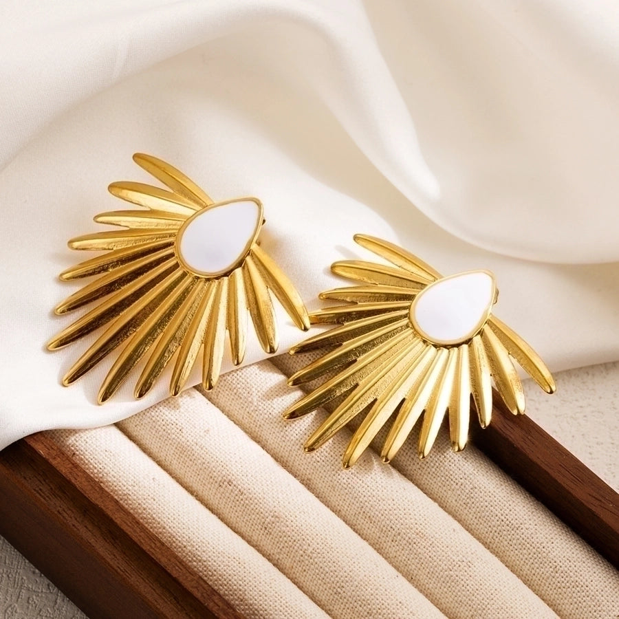 1 pair ig style flower enamel stainless steel ear studs