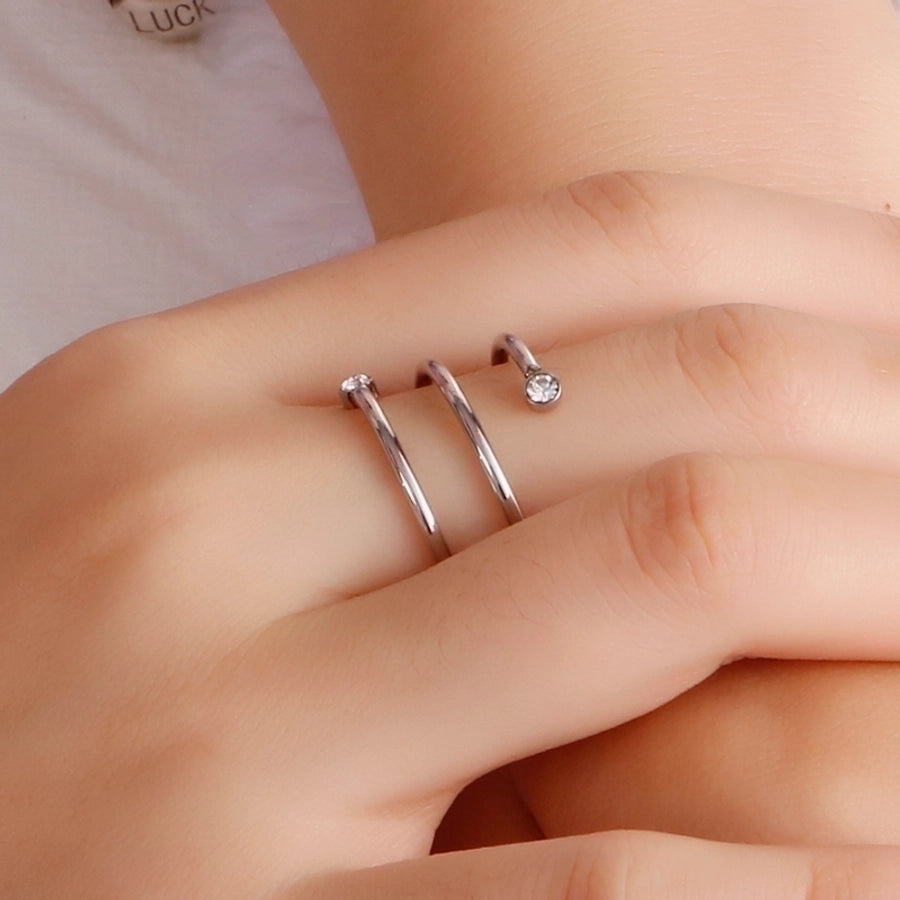 Jewelry Simple Style Geometric 304 Stainless Steel Zircon 18K Gold Plated Stainless Steel Rings