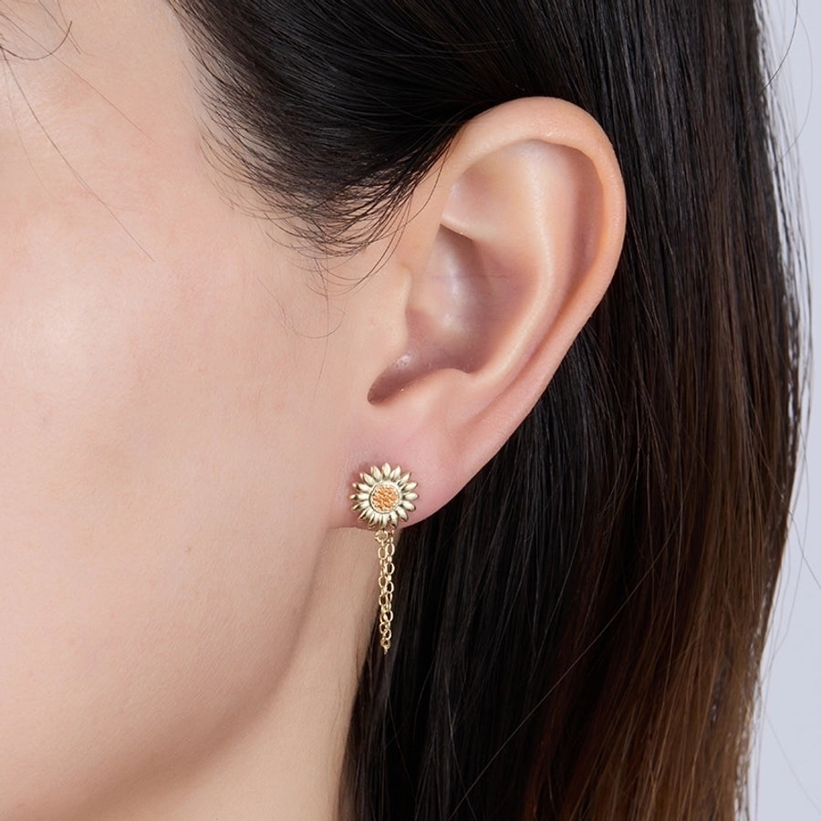 1 piece simple style classic style flower snake lightning plating inlay sterling silver zircon 18k gold plated white gold plated drop earrings