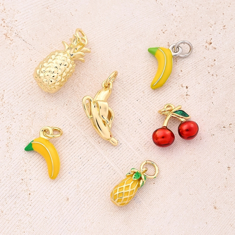 1 Pc/Package 11.5x12mm 12.5X5mm 14x9.5mm Hole 2~2.9mm Hole 3~3.9mm Copper 18K Gold Plated Cherry Pineapple Banana Polished Pendant