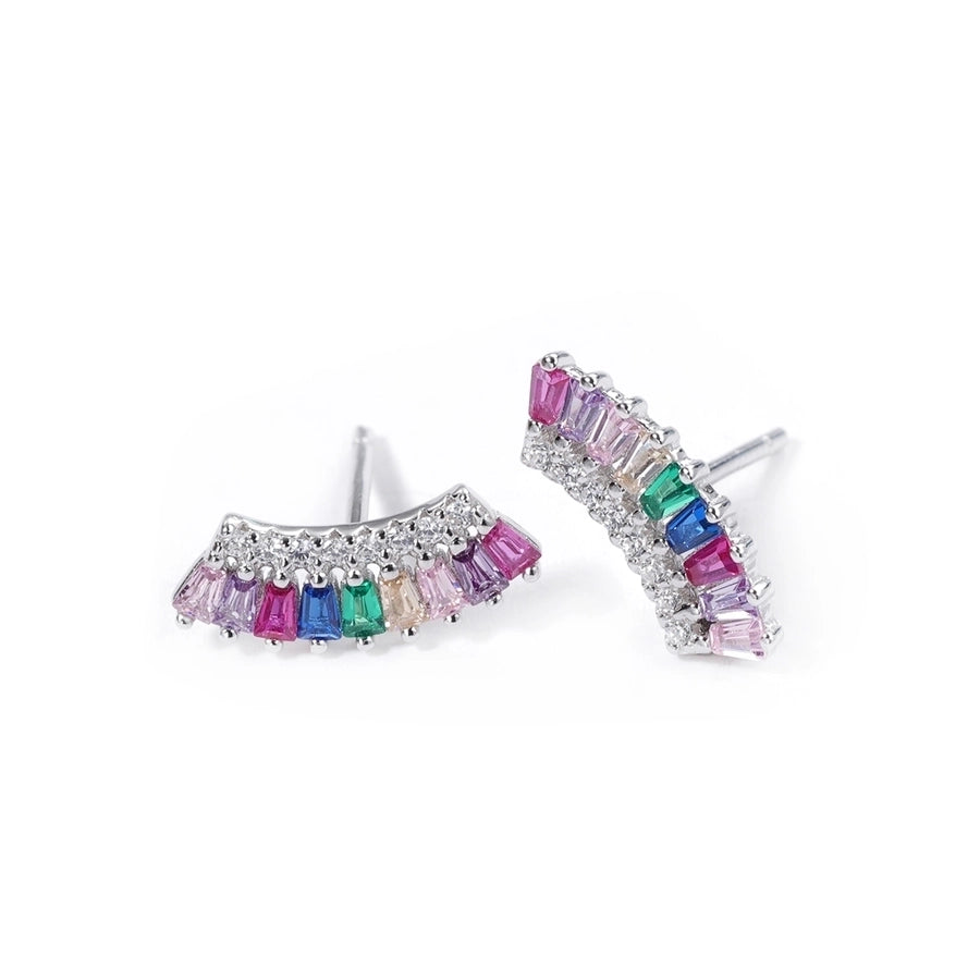1 Piece Luxurious Romantic Sector Oval Plating Inlay Sterling Silver Zircon White Gold Plated Ear Studs