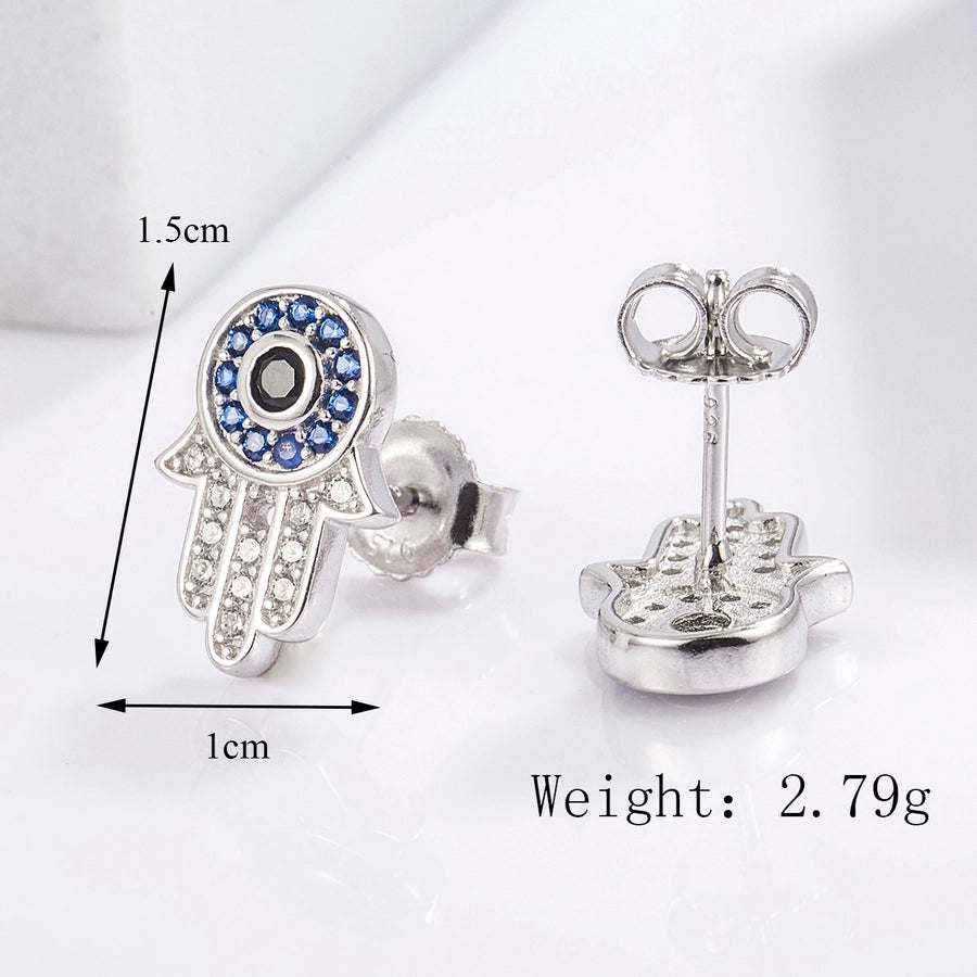 1 Piece Classical Funny Eye Octopus Plating Inlay Sterling Silver Zircon White Gold Plated Ear Studs