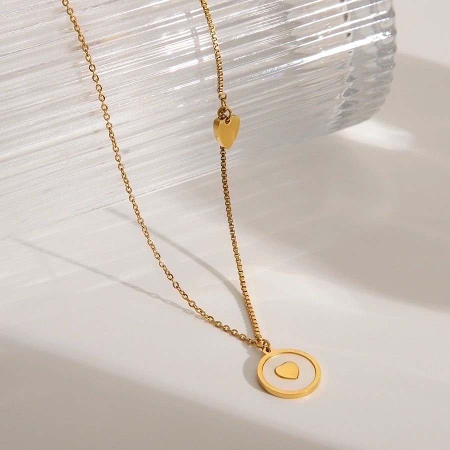Jewelry Vacation Simple Style IG Style Smiley Face Heart Shape 304 Stainless Steel Acrylic 18K Gold Plated Inlay Pendant Necklace