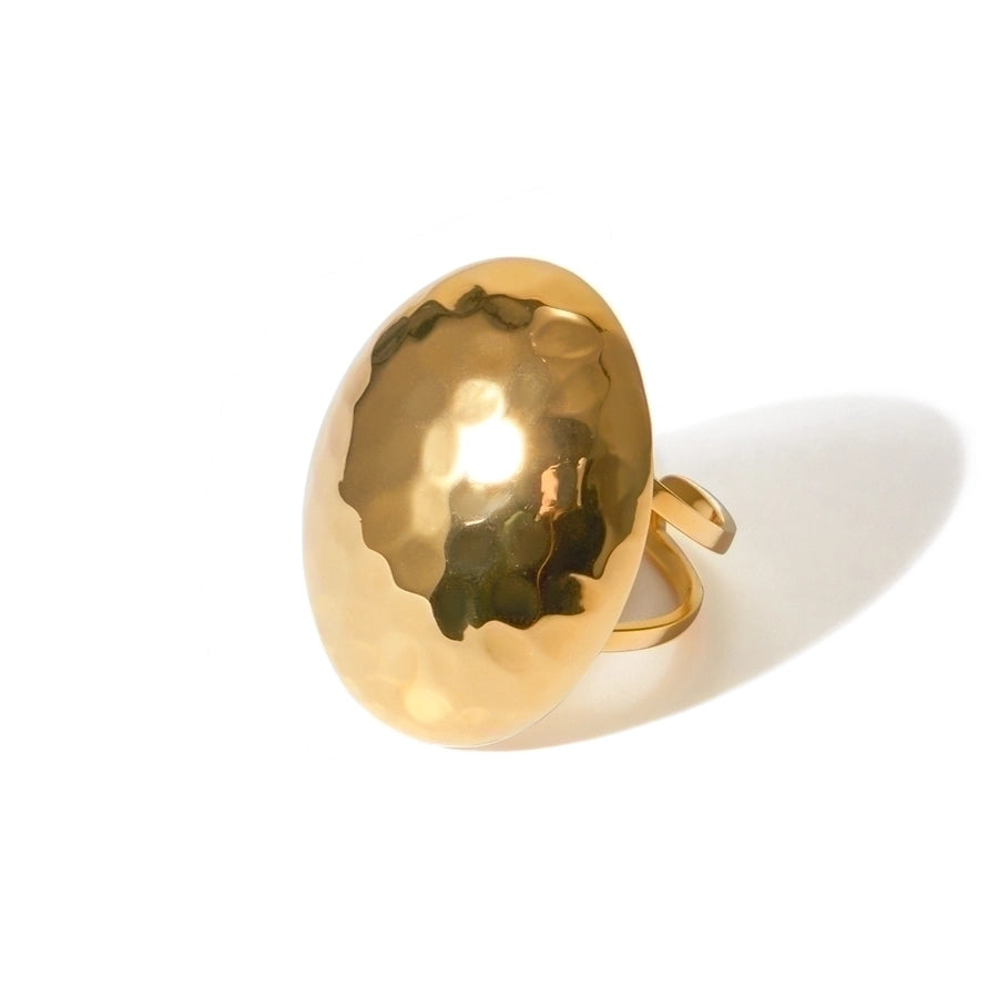 Jewelry IG Style Hammered 304 Stainless Steel 18K Gold Plated Open Rings