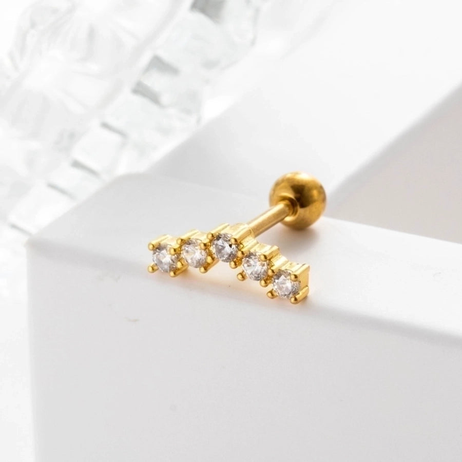 1 Piece Ear Cartilage Rings & Studs Geometric 316L Stainless Steel  Copper Inlaid Zircon