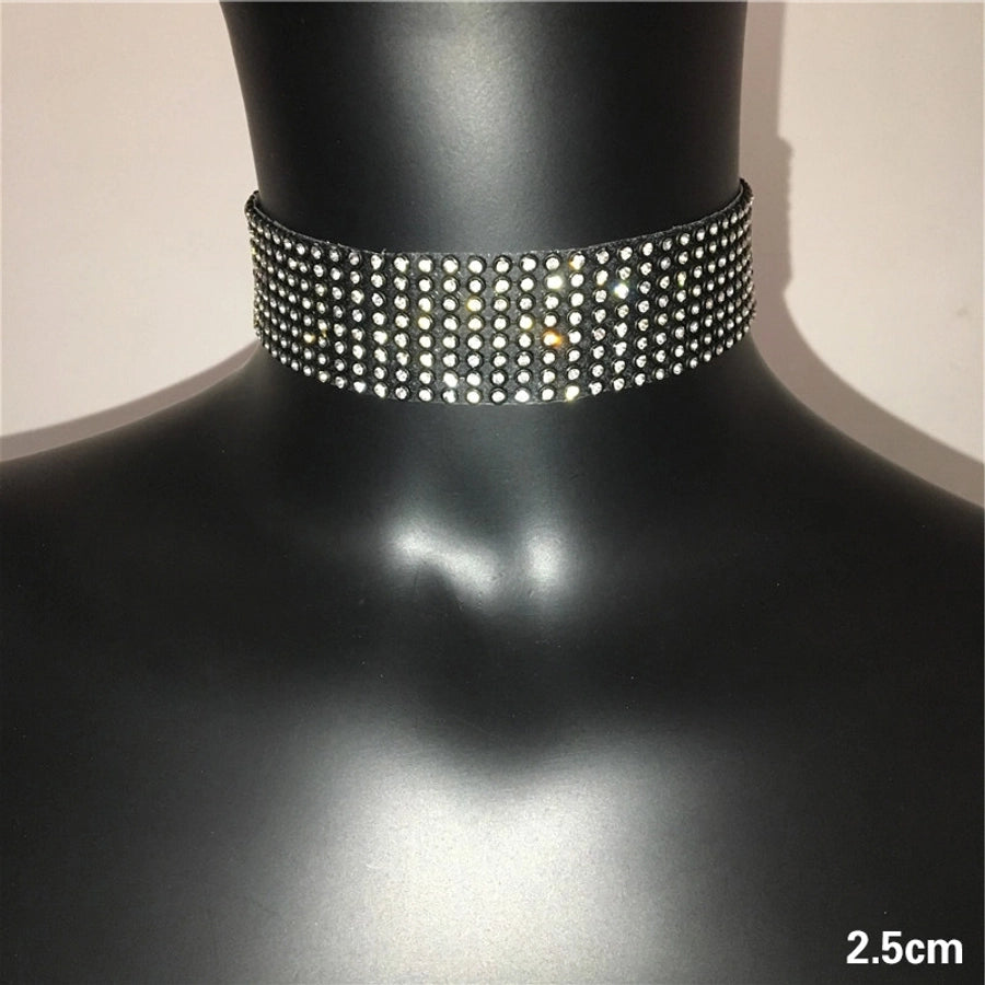 ins style streetwear geometric alloy inlay rhinestones women's choker