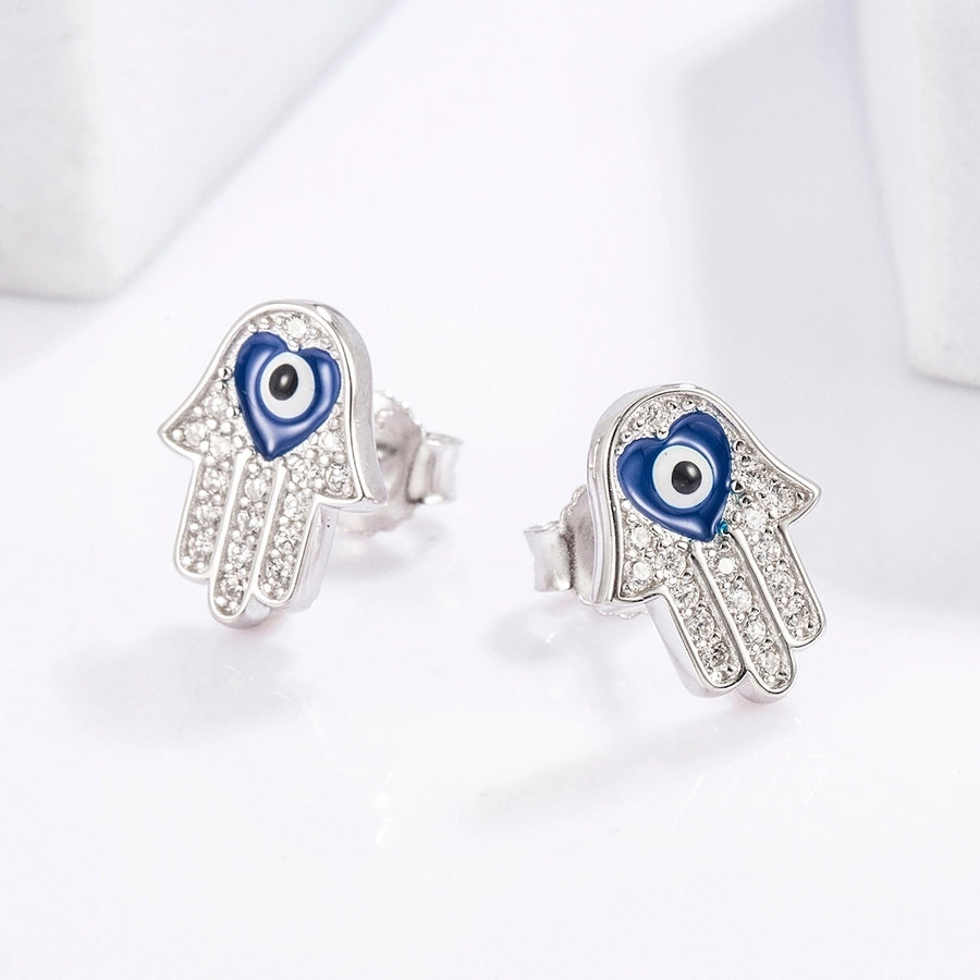 1 Piece Classical Funny Eye Octopus Plating Inlay Sterling Silver Zircon White Gold Plated Ear Studs