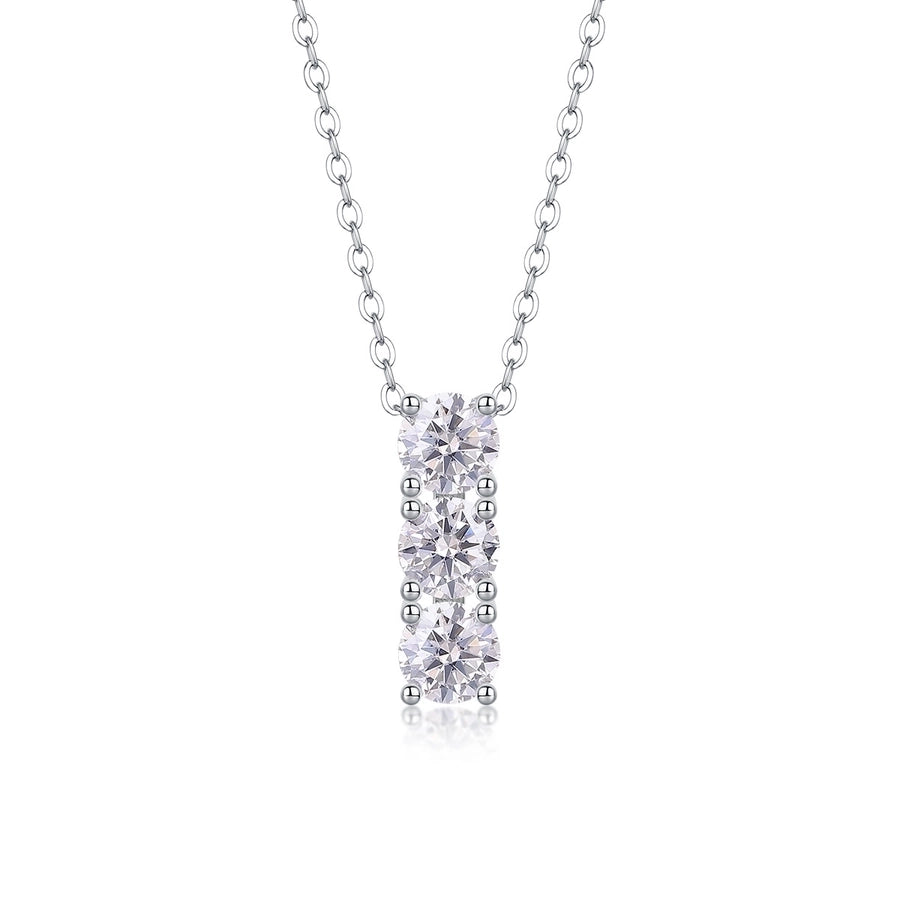 Sterling Silver Moissanite Inlay Geometric GRA Certificate Pendant Necklace
