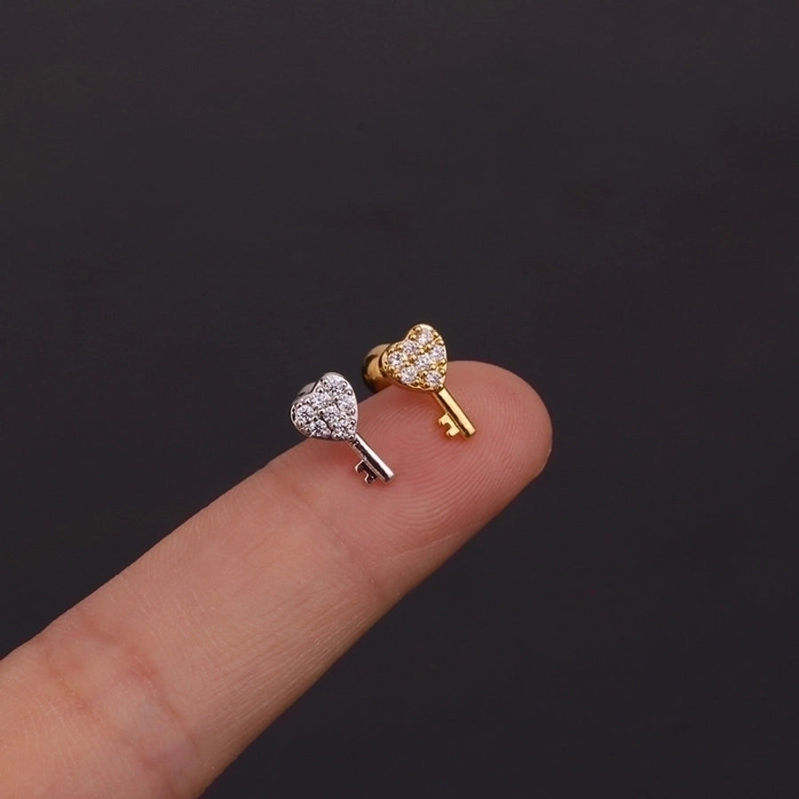 1 Piece Ear Cartilage Rings & Studs Geometric 316L Stainless Steel  Copper Inlaid Zircon